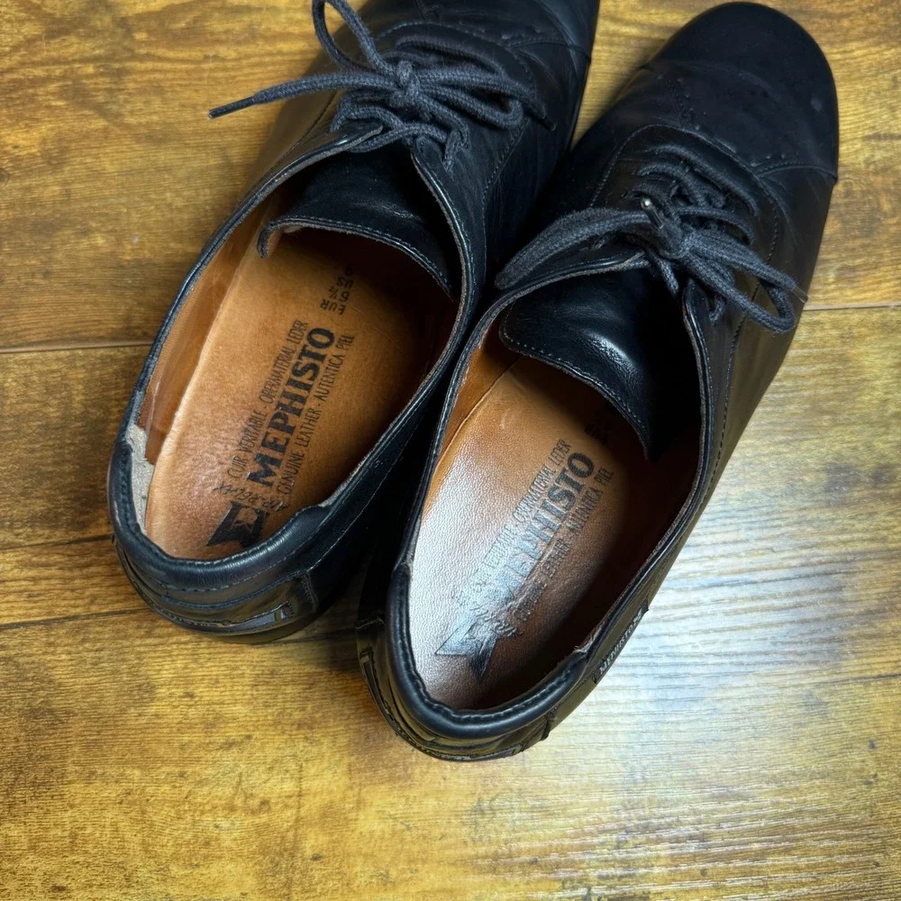 Mephisto Air-Relax 423138060 Black Leather Walking Shoes Womens Size 9 US
